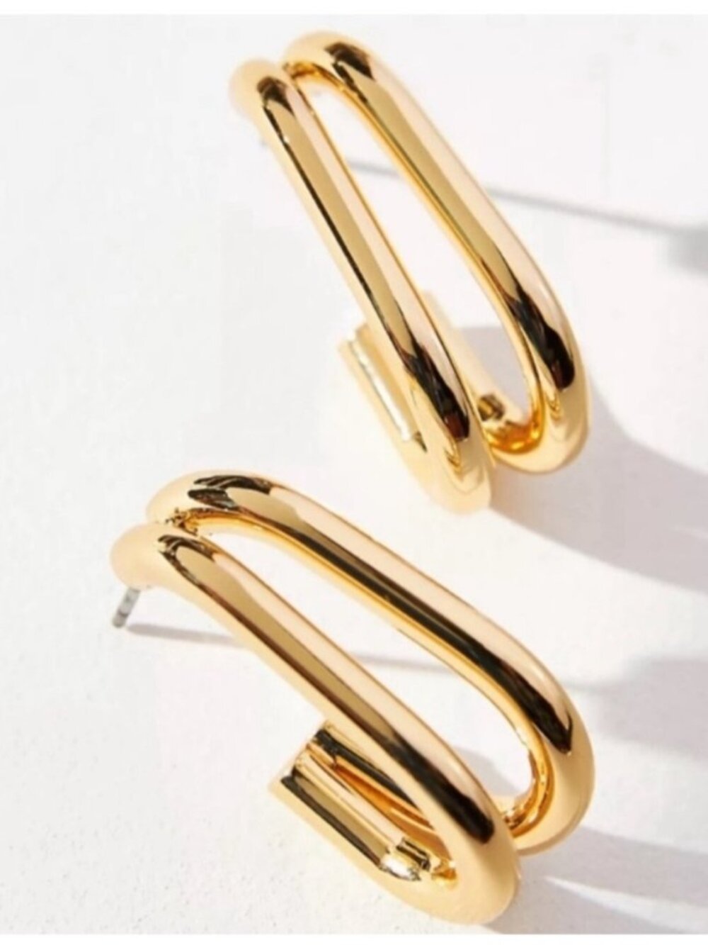 New! Anthropologie 18K Gold Plated Hoop Earrings (3018) NWOT